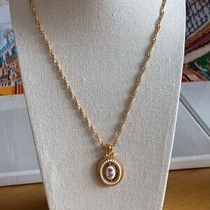 Avon Gold-tone Necklace with Rose Pendant.